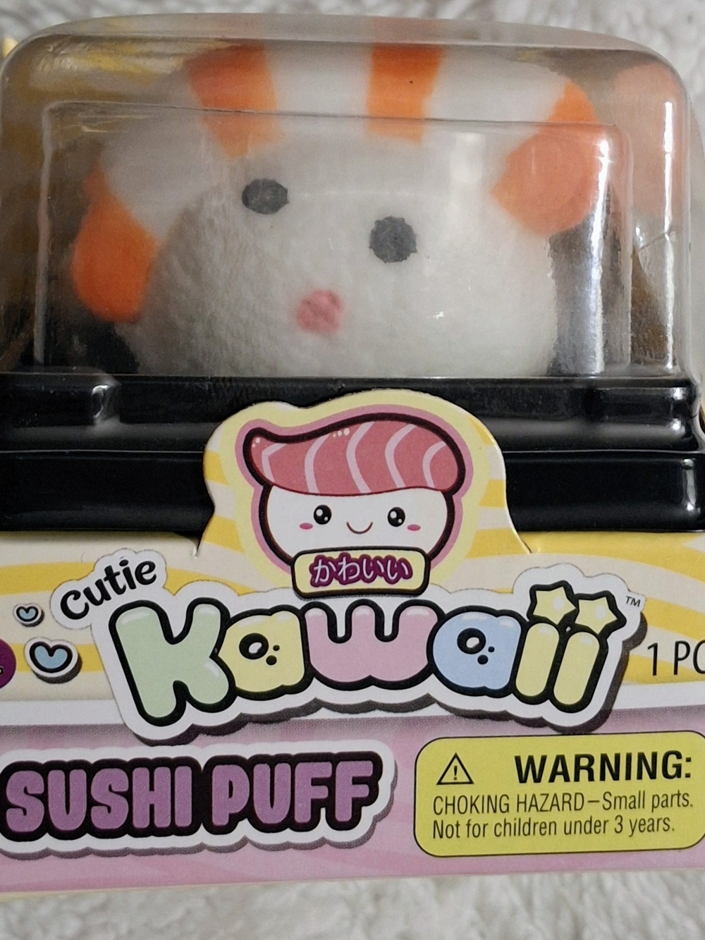 Sushi Puff Plush Cat Toy - White & Orange